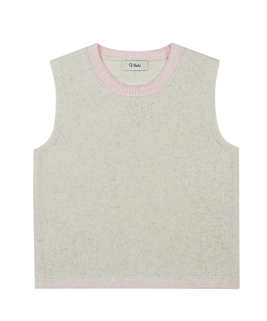 VLETI Viscose Color Scheme Knit Sleeveless (Pink)