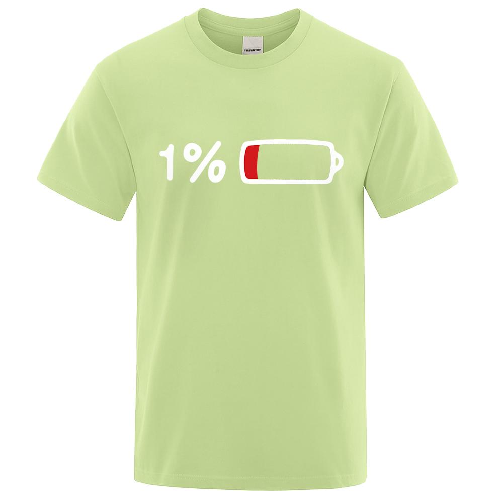 The Last 1% Of Electricity Print T-Shirt Street Breathable Tshirt Fashion Loose Tees Cotton Oversized Street Clothes Men Women