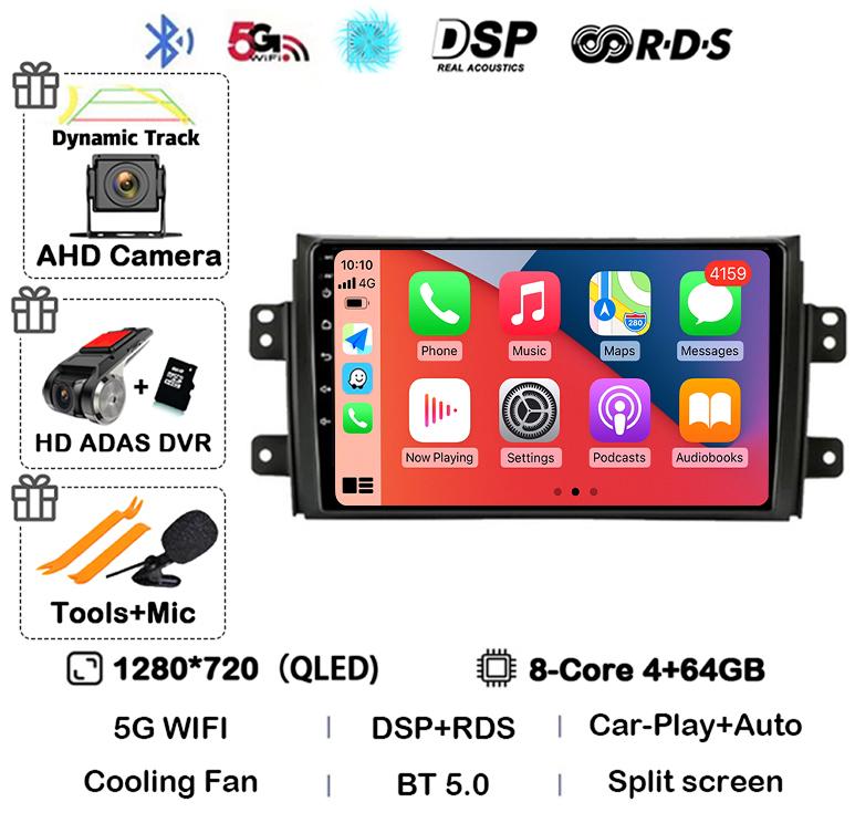 Android 14 Carplay Car Radio Navigation For Suzuki SX4 2006-2014 Fiat Sedici 2005-2014 Multimedia Video Player Audio 2din Stereo