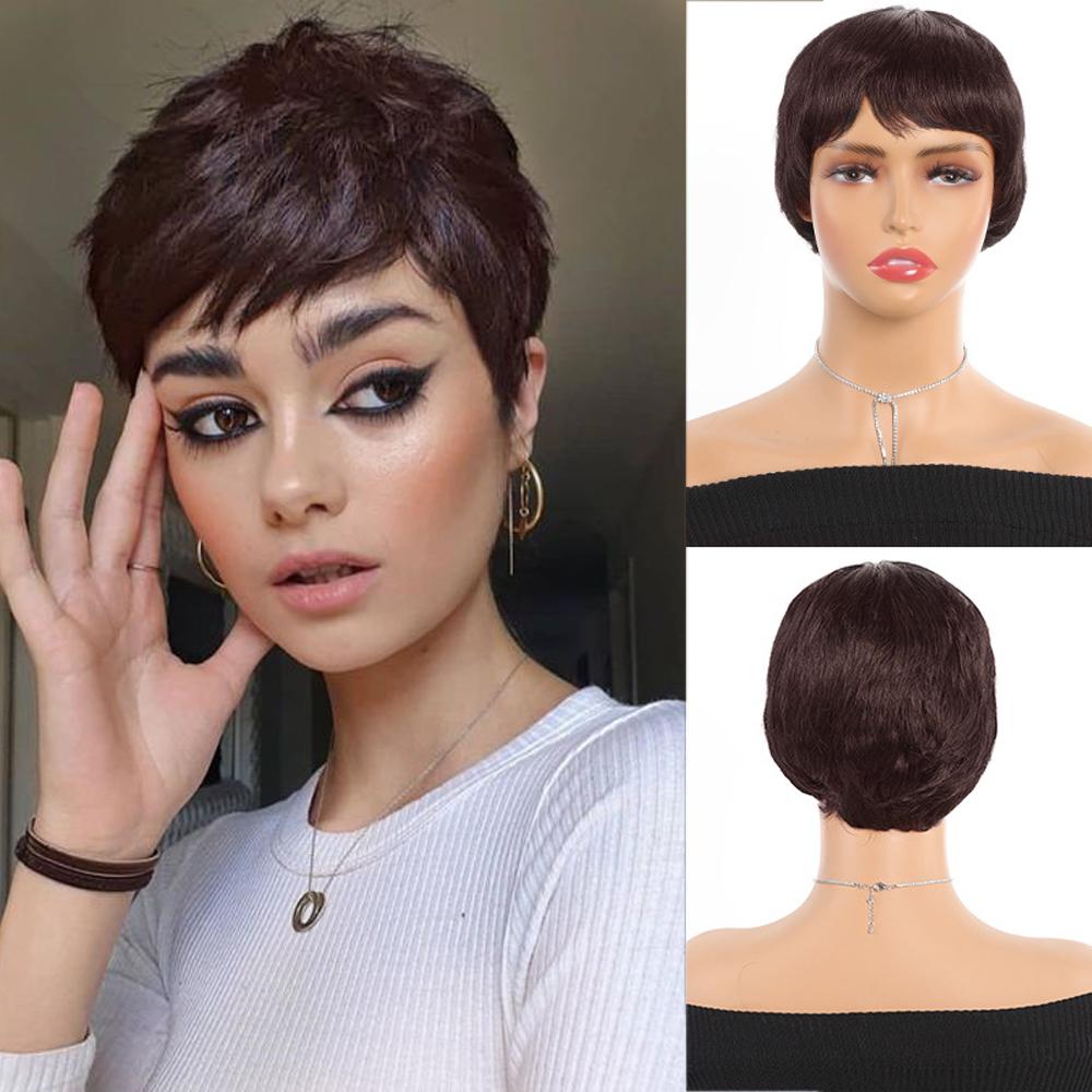 

Женский синтетический парик 20 см, черный, прямой, с короткой головкой