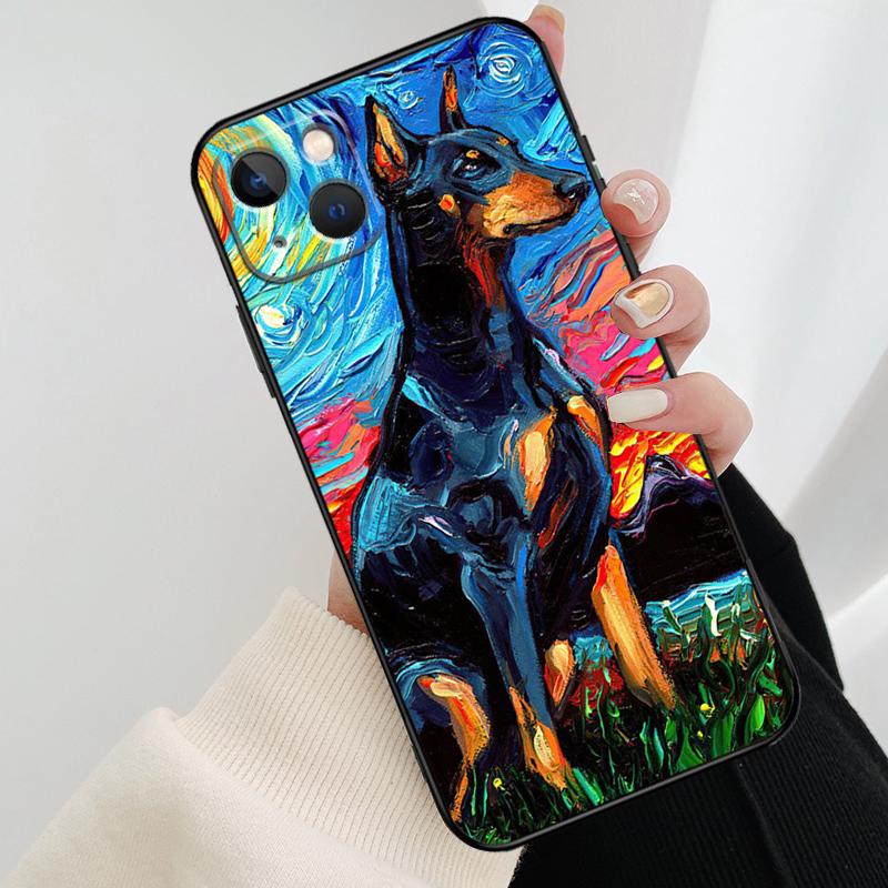 Dachshund Doberman Dog Phone Case For iPhone 13 14 15 16 Pro Max 11 12 XS XR X Plus Shockproof Bumper Soft Cover