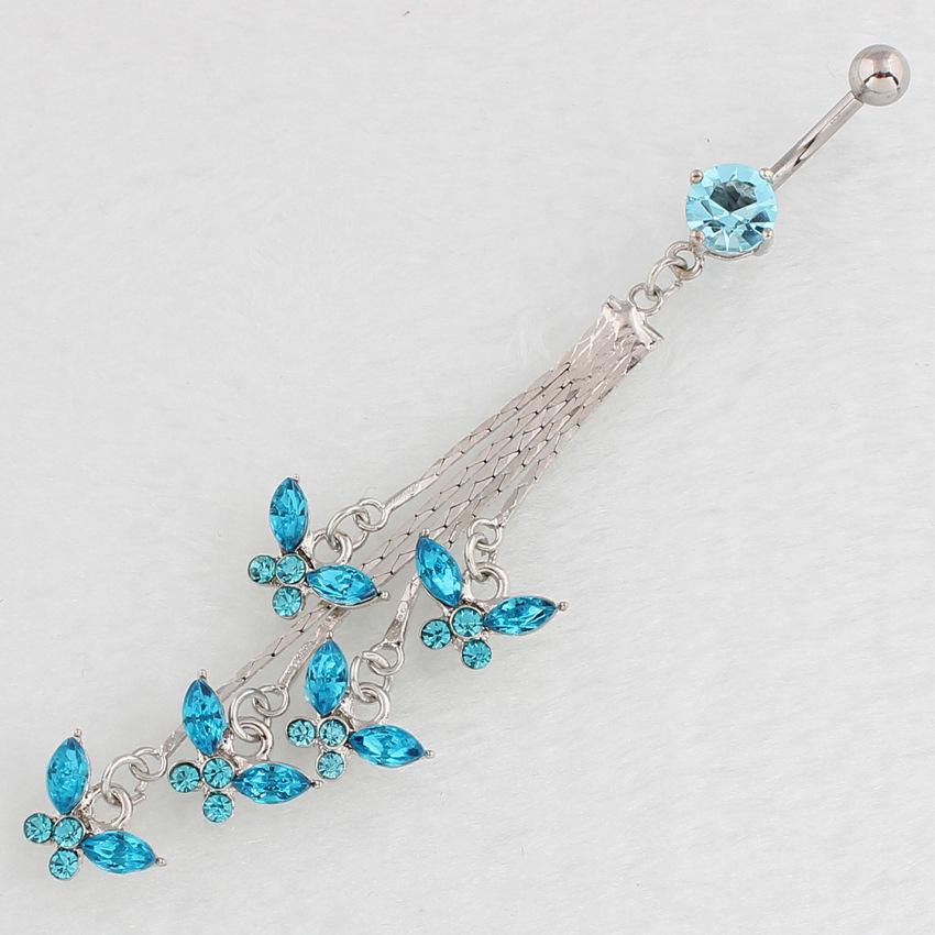 

Кольцо для пирсинга пупка Бабочка из нержавеющей стали, модное украшение-пусет озеро синий