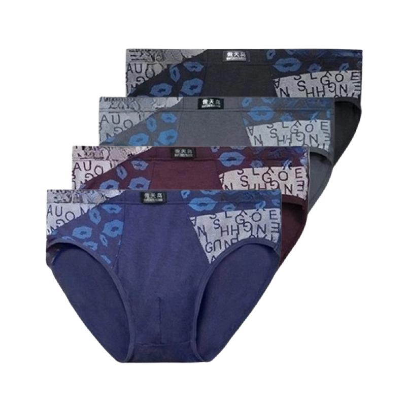 4 Stück Herren Modal Slips Mittelhoch Bedruckte Unterwäsche Atmungsaktiv Weich Männliche Dreieckslips Für Jugendliche Tägliches Tragen L XL XXL 3XL 4XL 5XL