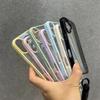 Luxury Candy Color Bumper With Lanyard Phone Case For iPhone 17 16 15 14 13 12 11 Pro Max Plus Clear Acrylic Shockproof Cover