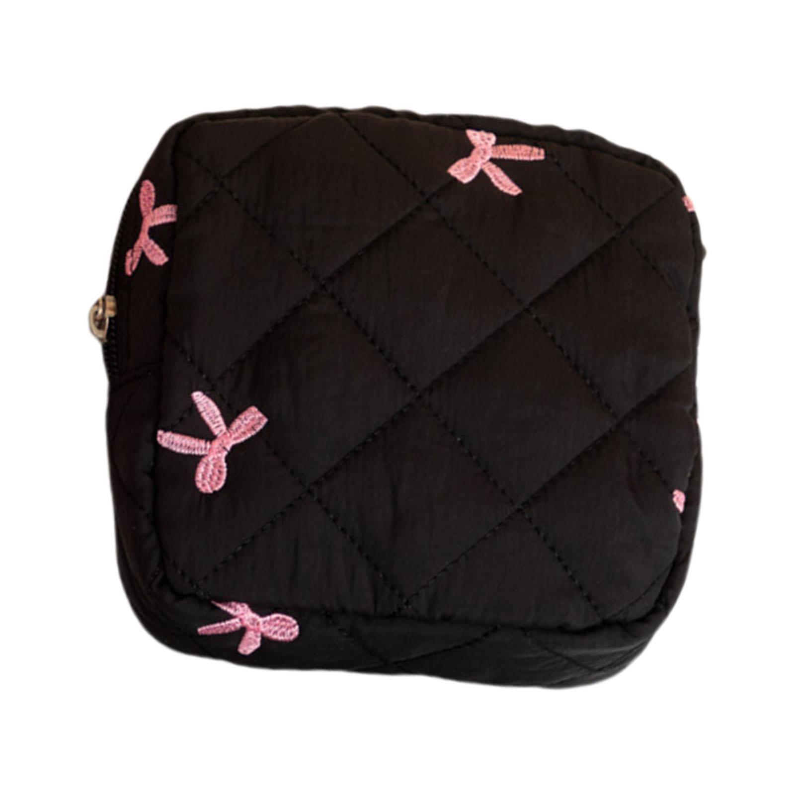 

Косметичка для хранения гигиенических прокладок с узлом-бабочкой, портативный органайзер для женской гигиены, органайзер для тампонов для путешествий и ежедневного использования чёрный