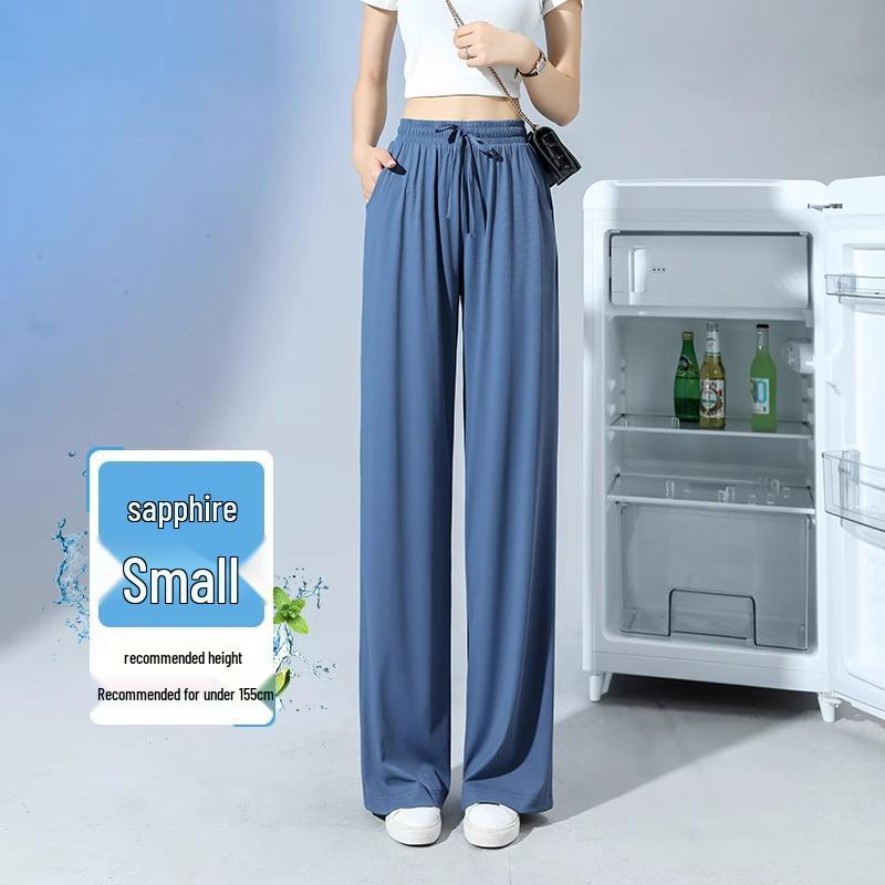 

Black Petite Sunscreen Ice Silk Wide Leg Pants - Straight Leg Summer Casual 145 S (80-95 lbs)