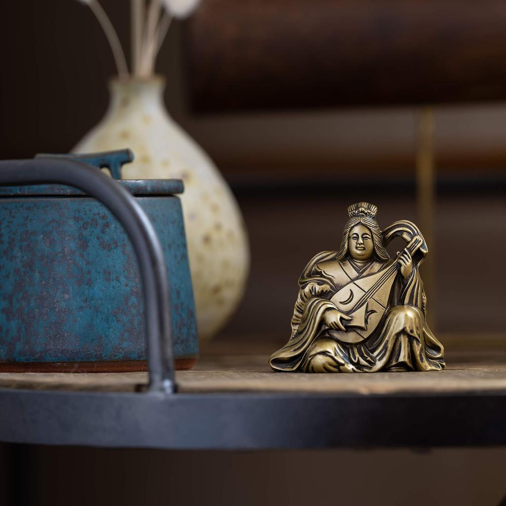 Seven Lucky Gods of Good Luck Benzaiten Silky Gold Buddhist Hideun Makita Buddha Statue Ornament Takaoka Copperware Sculptor Prototype_Kobiki