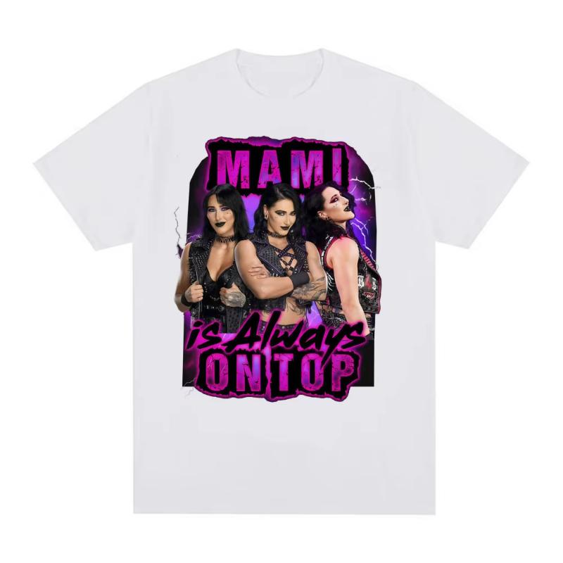 Rhea Ripley Mami Wrestling Wrestler Grafik T-Shirt Herren Damen Mode Retro Kurzarm T-Shirt Sommer Reine Baumwolle Lockeres T-Shirt