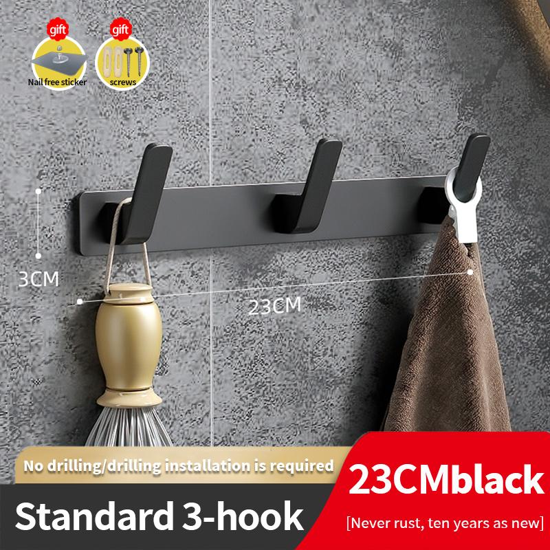 YUNJIEYA Black/White Door Hooks Clothes Hook Hanger Shelf Organizer Storage Shelf Shower Wall Rack Kitchen Bathroom Accessories