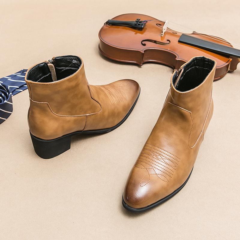 

Модные кожаные ботинки для мужчин из натуральной кожи, больших размеров, ботинки высокого качества, дизайнерские, формальные, повседневные, модные, деловые 38 жёлтый