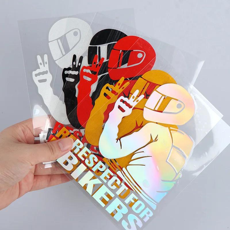 Vinyl 3D Motorcycle Reflector Sticker Respect Biker Sticker for Car Motorbike Decoration Sticker Waterproof Moto Stickers Decals