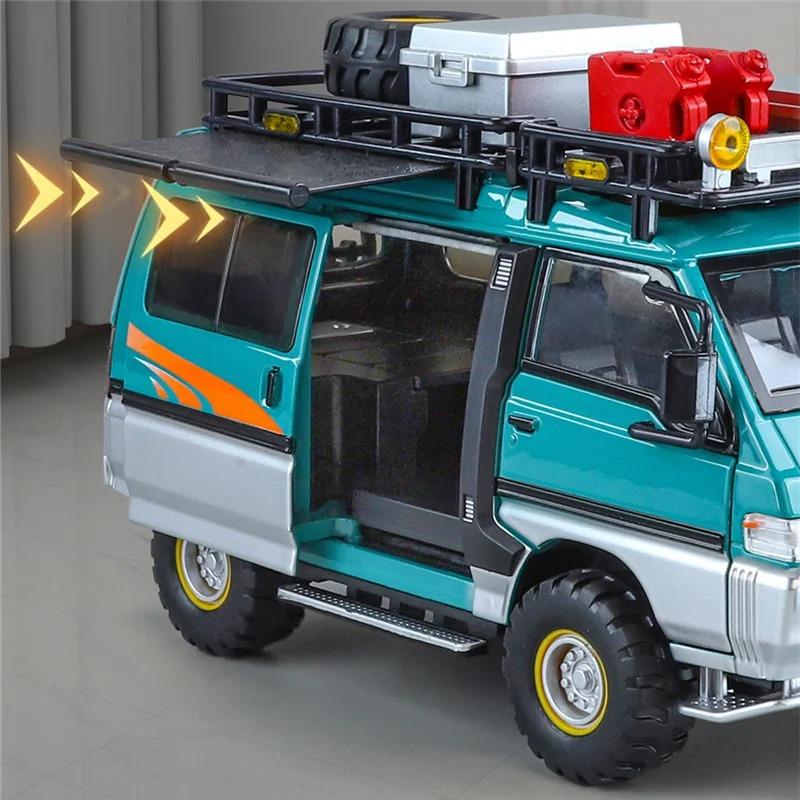1:24 Mitsubishi Delica Geländewagen Allradantrieb MPV Druckgusslegierung Metall Auto Modell Sound & Licht Klassische Simulation Sammlerstücke