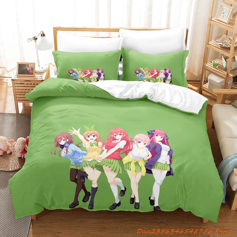 New The Quintessential Quintuplets Bedding Set Cartoon Anime three-piece set Adult Kid Bedroom Duvetcover Sets cama de casa