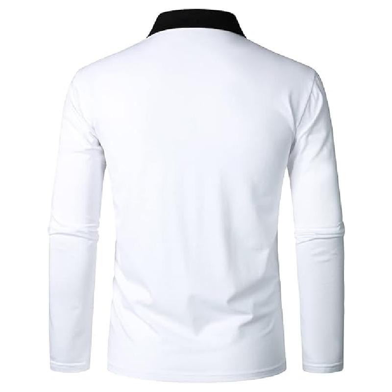 Color Blocked Pattern Digital Design Fashionable Men's Long Sleeved Polo Shirt Spring and Autumn Casual Daily Outdoor 100% Polyester Fiber