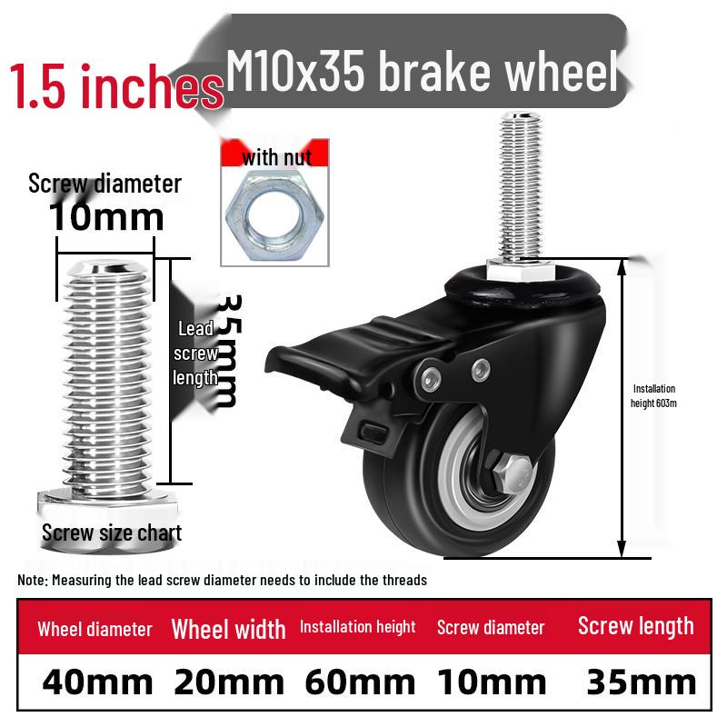 Silent Swivel Casters with Inch Threaded Rod & Double Bearings