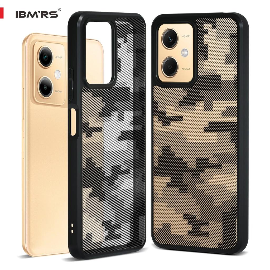 (Comes with wrist strap)ibmrs for Xiaomi Note12/12R Pro/POCO X5 5G case,camouflage lear transparent phone protection