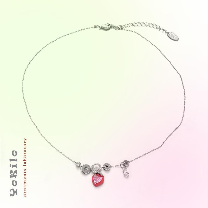 Kore Sevimli Şeker Renkli Dopamin Zirkon Kolye - Solmayan Köprücük Kemiği Zinciri Kadınlar İçin