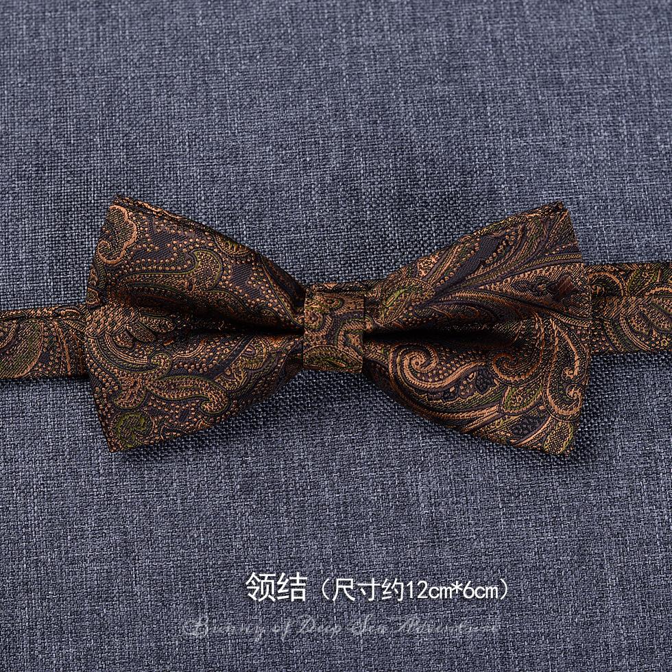 Motif Rétro Cravate à la Main Homme Britannique Marron-Vert Décontracté Jacquard Haut de Gamme Robe d'Affaires Boîte