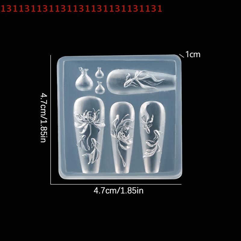 1Pcs 3D Mold Nail Art Decorations DIY Design Silicone Nail Mold Nail Art Silicone Carving Mold Flower Butterfly Lotus Koi Deer