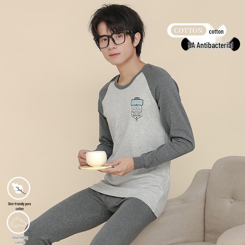 Big Kid Pure Cotton Autumn Underwear Set for Boys - Warm Sweater for Teen Students