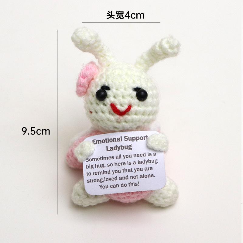 Positive Crochet Dog Doll With Affirmation Card Home Room Decoration Funny Handmade Plush Wool Doll Ornaments Christmas Gifts