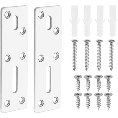 Heavy Duty Straight Steel Flat Bracket 2Pcs Metal Mending Plate Reinforcement Repair Plate with Screws for Furniture Fixing