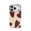 Red Brown Heart-shaped Fashionable Phone Case Suitable for iPhone17, 16, 15, 14,13Pro/Max/Plus Anti Drop Double-layer Back Cover