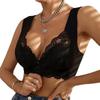 Women Lace Gathered Front Buckle Bra Wide Strap Bra