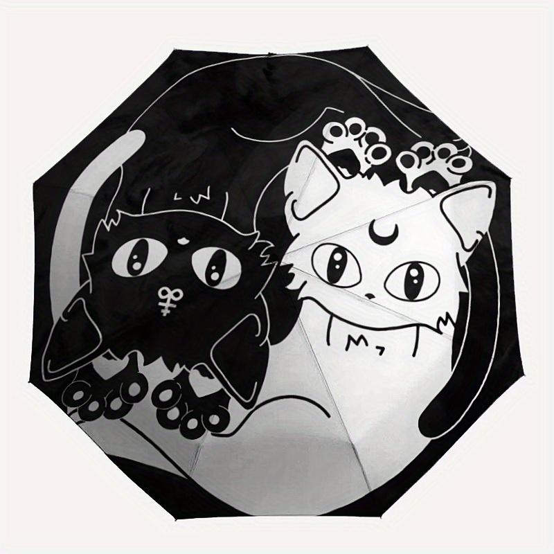 1pc Cat Yin YangAutomatic Folding Umbrella, Portable & Foldable Design with 8 Ribs, Casual Outdoor Accessory yy250804188