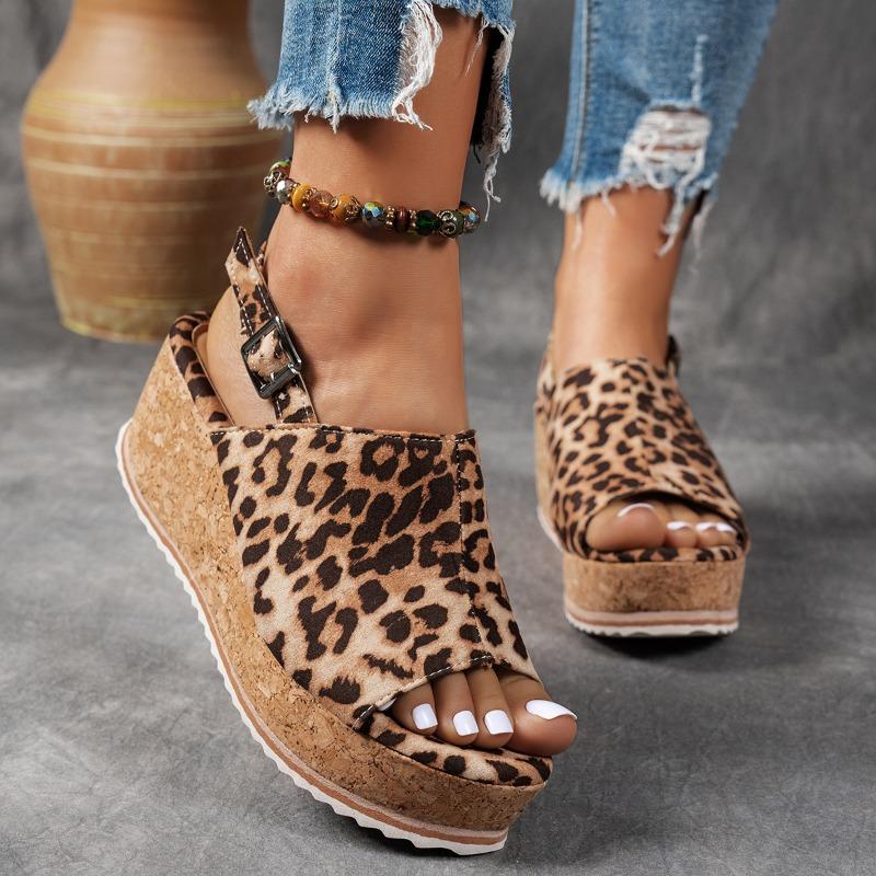 Spring and summer new suede muffin thick-soled wedge sandals women's fish mouth buckle water table high-heeled sandals