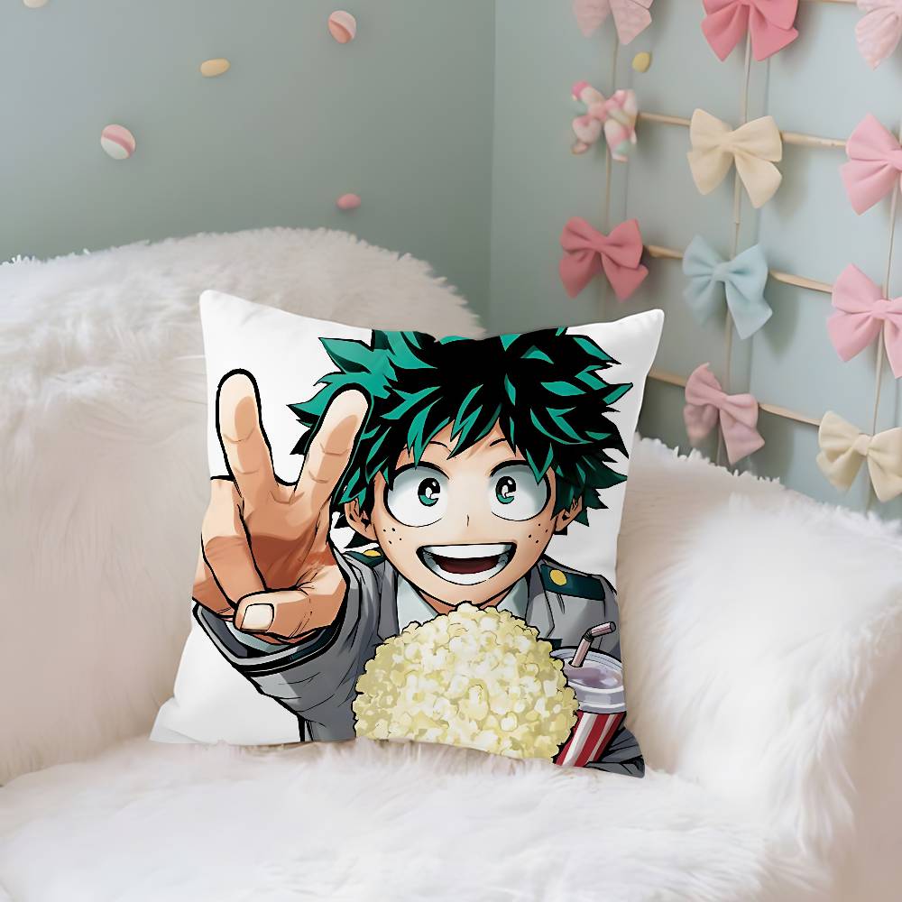Anime Cute L-Izuku Midoriya Pillow Case Cushion Cover Soft Cute Throw Pillow Case For Car Sofa Pillowcase Polyester With Zipper