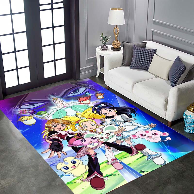 Pretty Cure Cartoon Rugs Are Suitable for Home Décor In Areas Such As Game Rooms, Bedrooms, Living Rooms, and Sofa Areas.