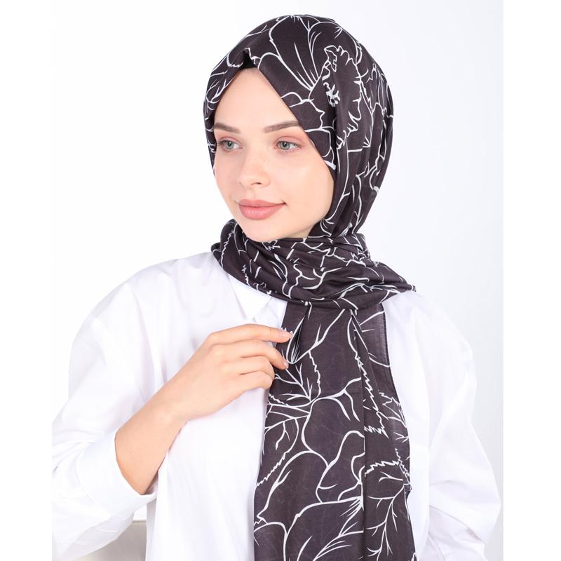 

Шаль из мягкого твила с узором ShantuQ Rose Black/White