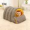 Non-slip Bottom Cat Hideaway Plush Cave Bed, Warm Enclosed Bed with Anti-slip Bottom, Cozy Pet Tent for Cats Hideaway, Washable Indoor Hiding Sleeping