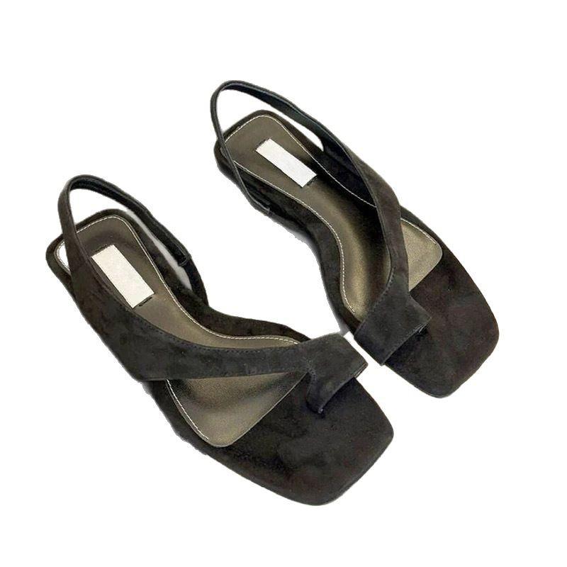 Sheepskin Version~ Korean Square Head Cover Toe Flat Bottom Roman Sandals Women's 2025 Summer New Beach Versatile Cool Slippers