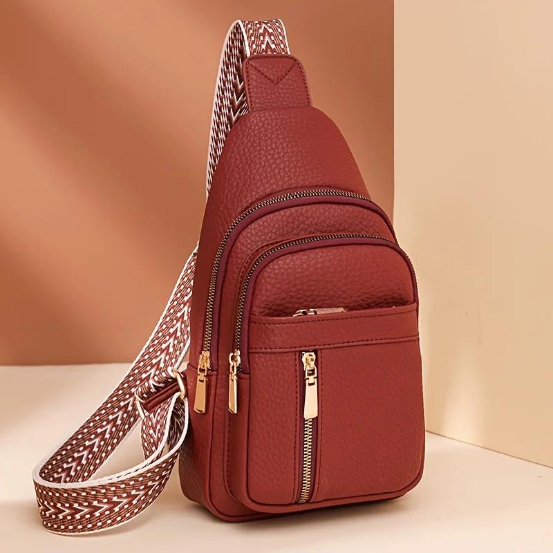 Multifunctional Retro Chic PU Soft Leather Crossbody Bag Multiple Zippered Pockets Versatile for Leisure and Sports