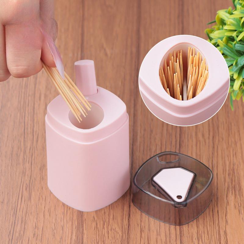 Creative Luxury Automatic Pop-Up Toothpick Holder Press-Down Style Cylinder Can for Home Living Room Portable Compact Design