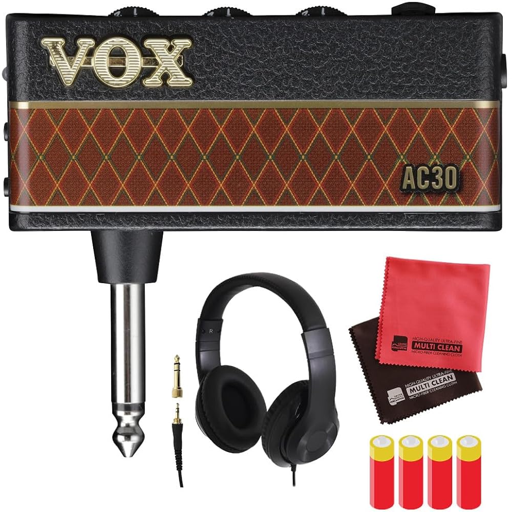 Vox Headphone Amp amPlug3 AC30, Headphones, Cable, and 4 AA Batteries—4-Piece Set