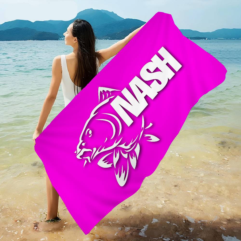 N-NashS Fishing Logo Microfiber Beach Towel Absorbent Quick dry Soft Yoga Swimming Resort Mountain Climbing Towel