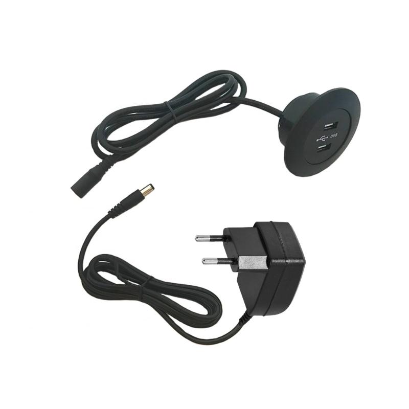 Furniture Concealed USB Panel Socket Desktop Embedded Double USB Socket for Phone Charging Double USB Charging Interface