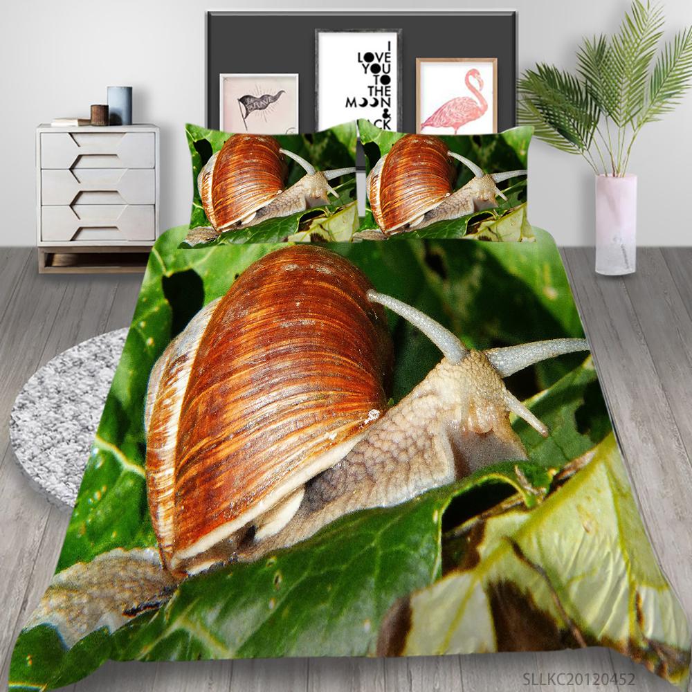 Bedding Cover Suit 2/3 Pcs Snail Home Bedclothes Unique Design Insects Quilt Covers with Pillowcase Bed Sets