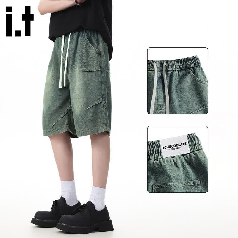 :CHOCOOLATEit Men s American Style Loose Fit Crinkled Denim Shorts XL