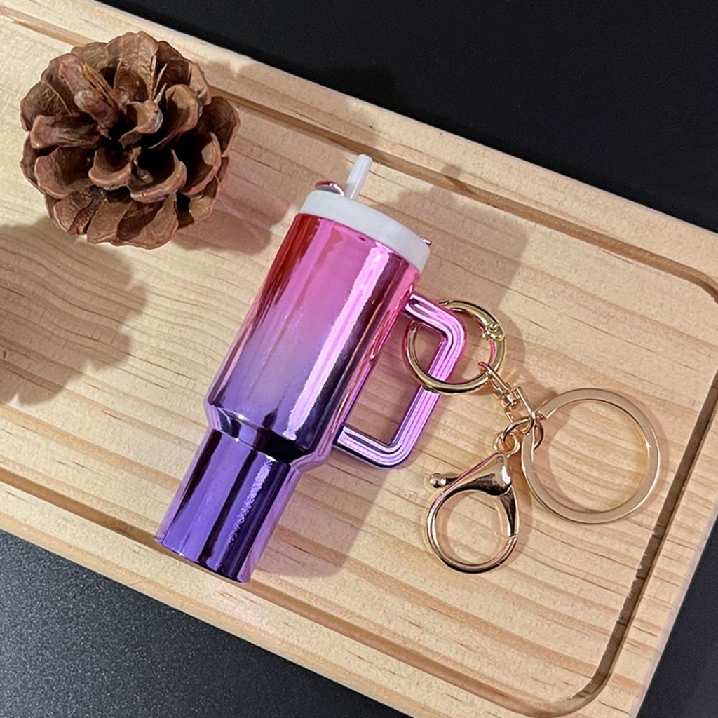 Mini Stanley Cup Keychain,Gradient Letter Color Charm for Stanley Cup Women Girls Backpack Handbag Accessories