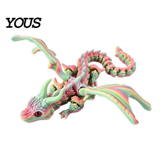 Artikulationsdrachen-Figur 3D-gedruckt mit Flügeln, Flexible geflügelte Spielzeuge, Fidget PLA Dekoration Desktop-Tiere Spielzeug zur Stressbewältigung, Geschenk Kinder Erwachsene