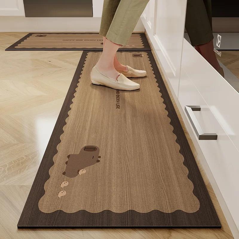Kitchen Floor Mat Waterproof Non-slip Carpet Pvc Leather Foot Mats Long Home Decoration Rug Alfombra Cocina