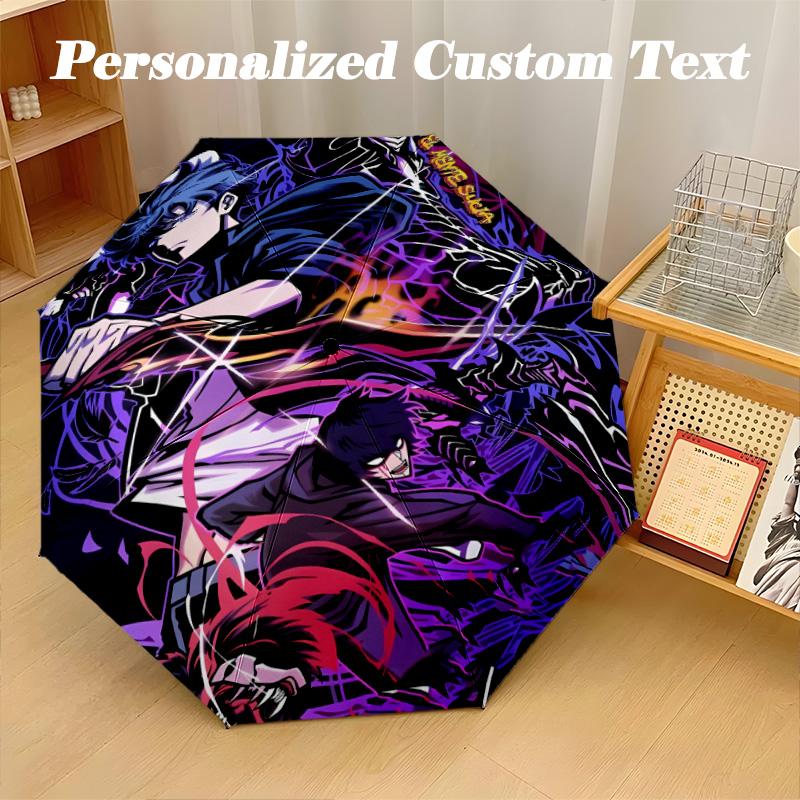 8‑Rib Automatic Umbrella, Solo Leveling Design Foldable Umbrella for Sun Rain Protection Travel