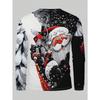 Men's long-sleeved T-shirt winter Christmas cartoon Santa Claus pattern round neck pullover bottoming shirt casual top