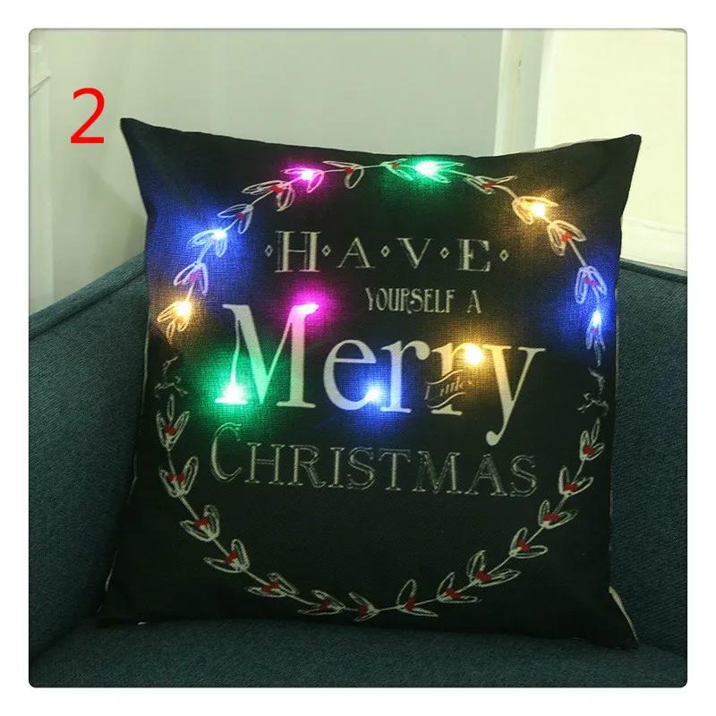 

Home Pillowcase Creative LED Lights Sofa Pillowcase Christmas Theme Pillow 2