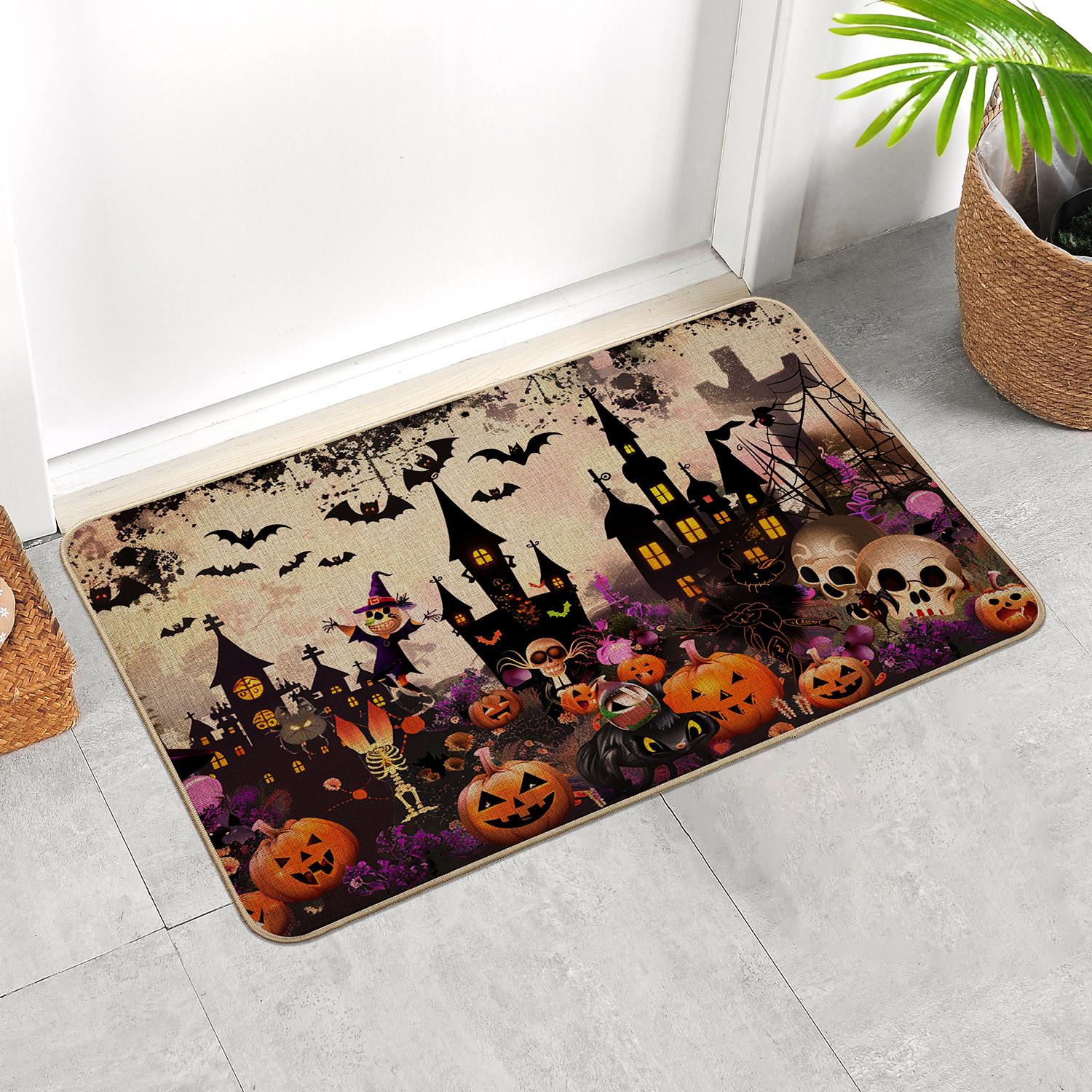 

Halloween Welcome Doormat -Flat Woven, Mat with Striped Pattern for Indoor, Kitchen, Bathroom, Living Room - Seasonal Decorati 400MMx600MM