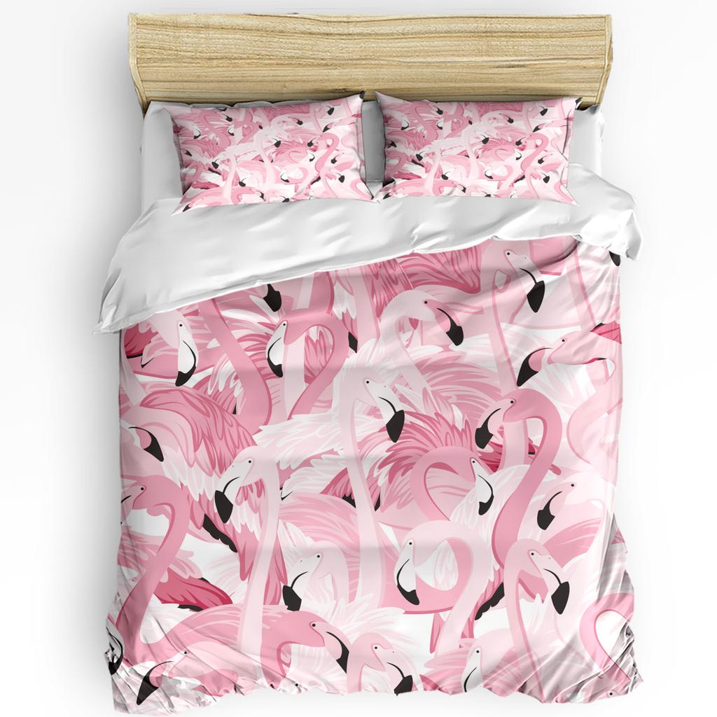 3pcs Bedding Set Pink Flamingo Home Textile Duvet Cover Pillow Case Boy Kid Teen Girl Bedding Covers Set
